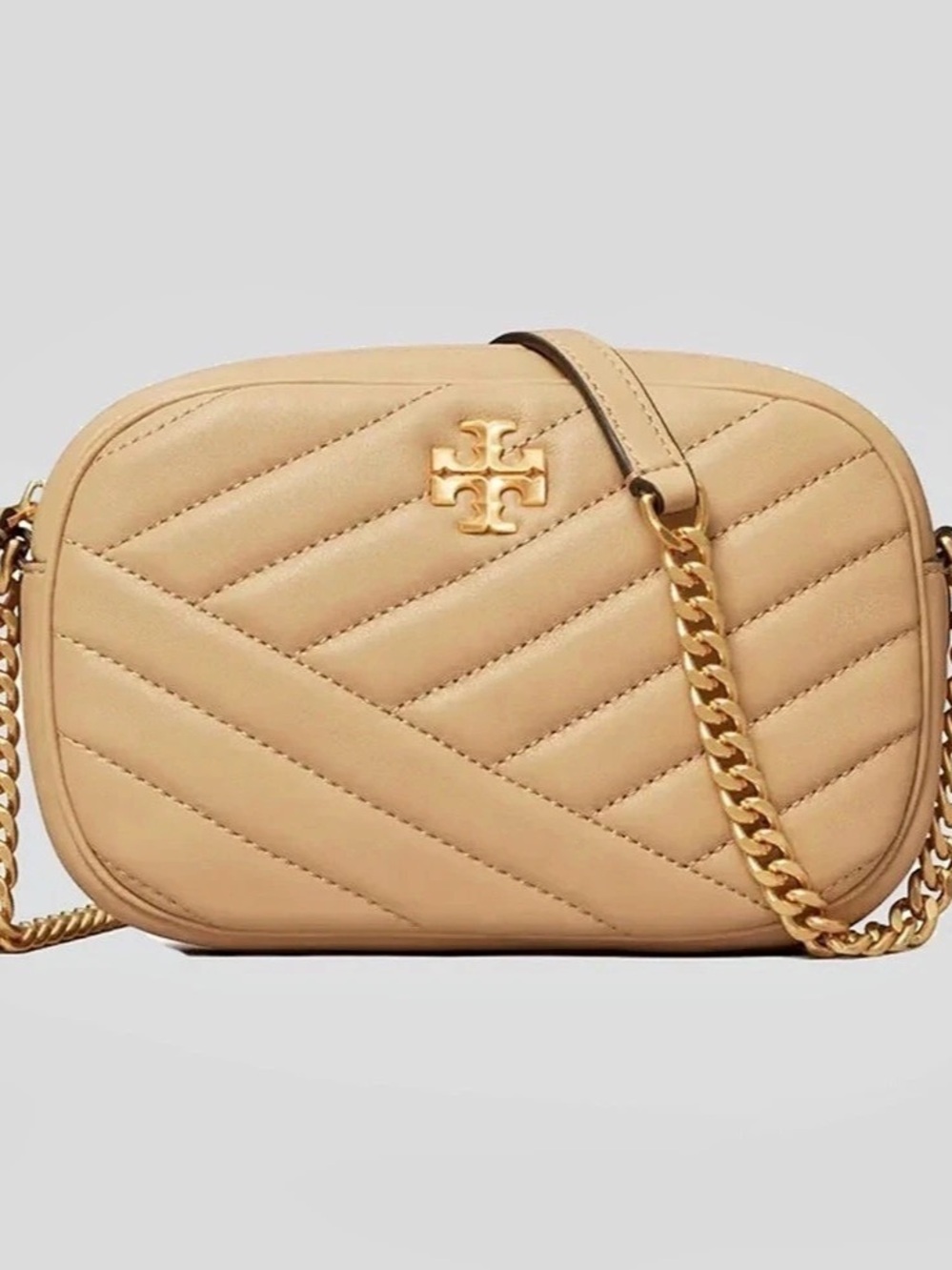 Tory Burch Kira Chevron Camera Bag Tan
